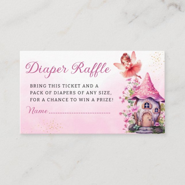 Tarjeta De Recepción Magnífico Hada Pink Floral Garden Diaper Raffle (Anverso)