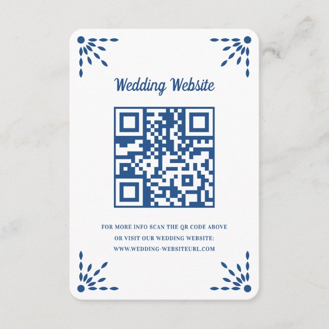 Tarjeta De Recepción Magnífico Papel azul Picado Boda QR Código (Anverso)
