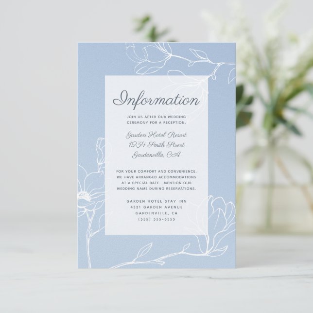 Tarjeta De Recepción Magnolia Azul (Anverso de pie)