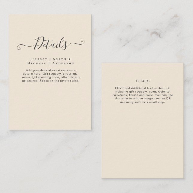 Tarjeta De Recepción Magnolia Cream Tipografía Boda moderna (Anverso / Reverso)