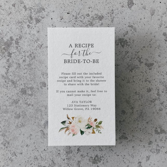 Tarjeta De Recepción Magnolia elegante | Solicitud de recetas en blanco (Subido por el creador)