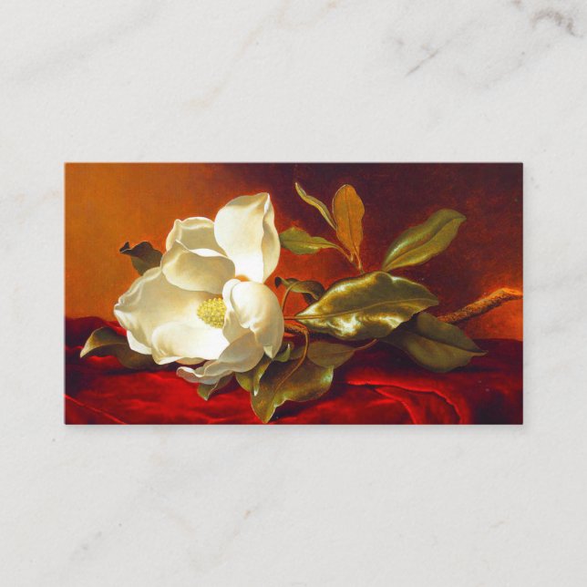 Tarjeta De Recepción Magnolia en Terciopelo Rojo Martin Johnson Heade (Anverso)