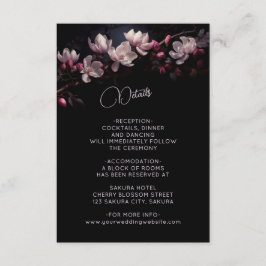 Tarjeta De Recepción Magolia 3D Flower Black Floral Details