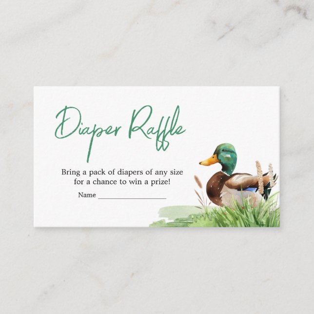 Tarjeta De Recepción Mallard Duck Baby Shower Diaper Raffle (Anverso)