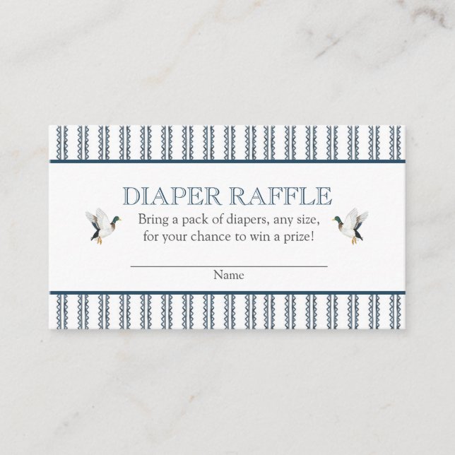 Tarjeta De Recepción Mallard Duck Diaper Raffle ducha bebé Insertar (Anverso)
