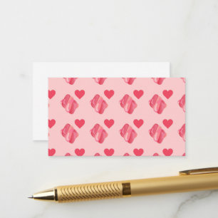 Tarjeta De Recepción Malvaviscos Corazones Rosados Caramelo Día de San