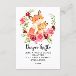 Tarjeta De Recepción Mamá Conejo de Bebé Fox Shower Diaper Raffle Ticke