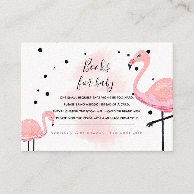 Tarjeta De Recepción Mamá de Flamingo trae libros de solicitud de libro (Anverso)