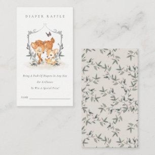 Tarjeta De Recepción Mamá Deer Fawn Floral Diaper Raffle Baby Shower