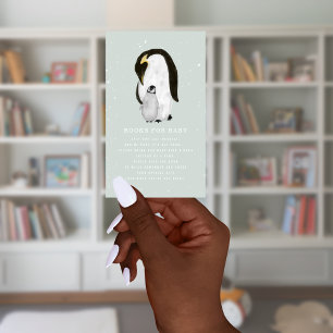 Tarjeta De Recepción Mama Penguin Winter Blue Baby Shower Solicitud de 