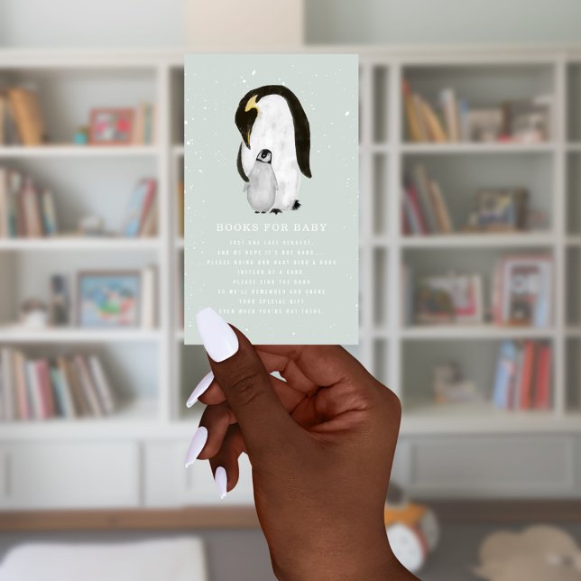 Tarjeta De Recepción Mama Penguin Winter Blue Baby Shower Solicitud de  (Subido por el creador)