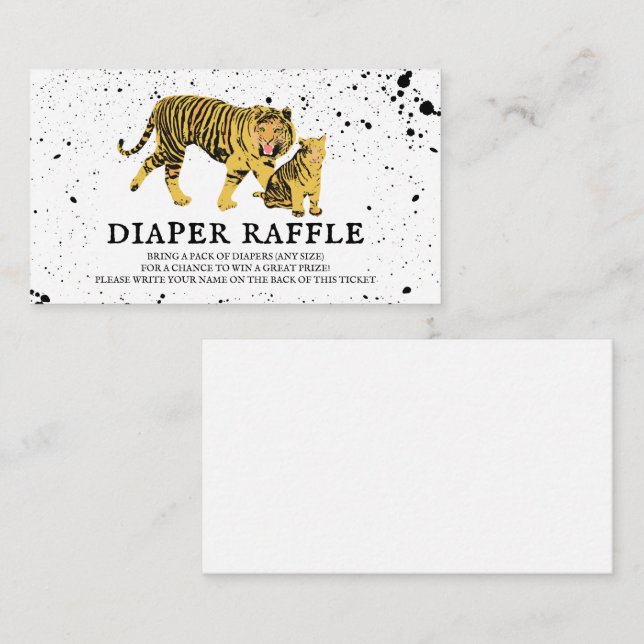Tarjeta De Recepción Mama Tiger Neutral Baby Shower Diaper Raffle (Anverso / Reverso)