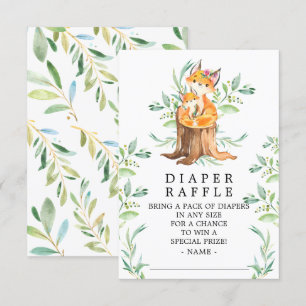 Tarjeta De Recepción Mamá y bebé Fox Baby Shower Diaper Raffle Ticket