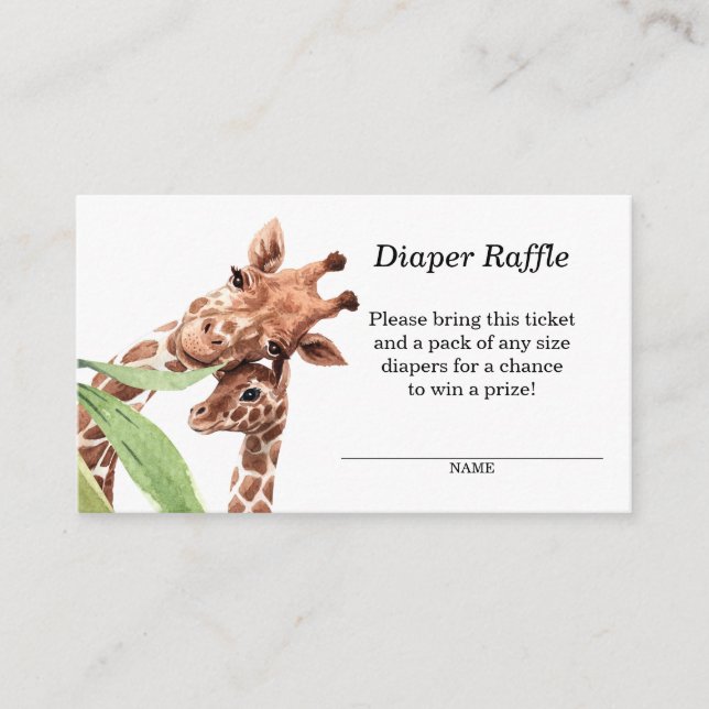 Tarjeta De Recepción Mamá y bebé Giraffe Diaper Raffle (Anverso)