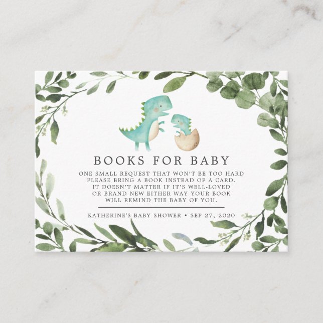 Tarjeta De Recepción Mami Baby Dinosaur Boys Para Baby Baby Shower (Anverso)