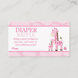 Tarjeta De Recepción Mami Rosa Giraffe Chica Baby Shower Diaper Raffle