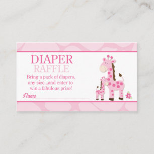 Tarjeta De Recepción Mami Rosa Giraffe Chica Baby Shower Diaper Raffle