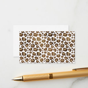 Tarjeta De Recepción Manchas de Leopardo Animales Salvajes Brillo Dorad