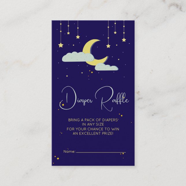Tarjeta De Recepción Mano azul dibujada estrella celeste lunar Diaper R (Anverso)