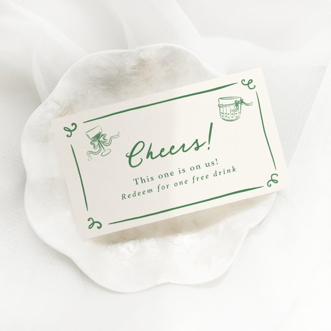 Tarjeta De Recepción Mano caprichosa dibuja boleto de bebida verde (Subido por el creador)