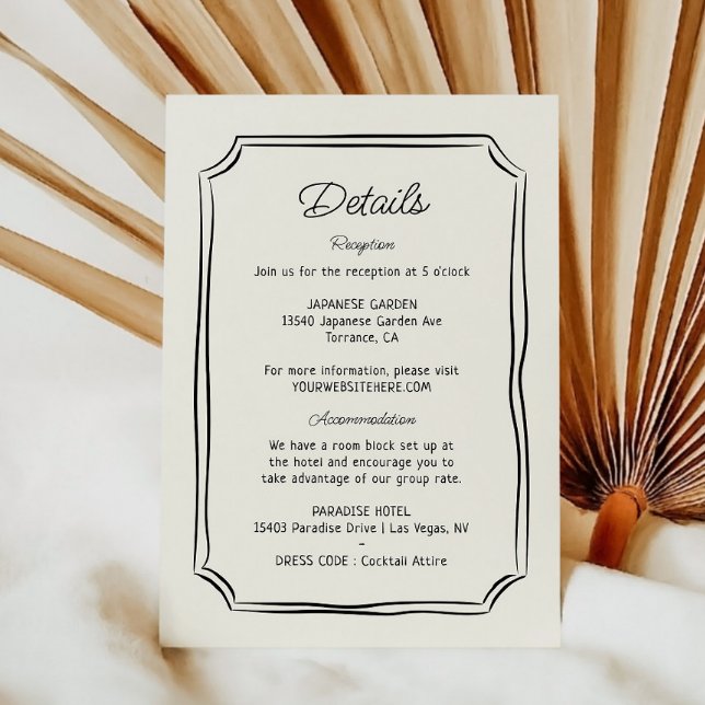 Tarjeta De Recepción Mano caprichosa dibuja información Boda rápida (Subido por el creador)