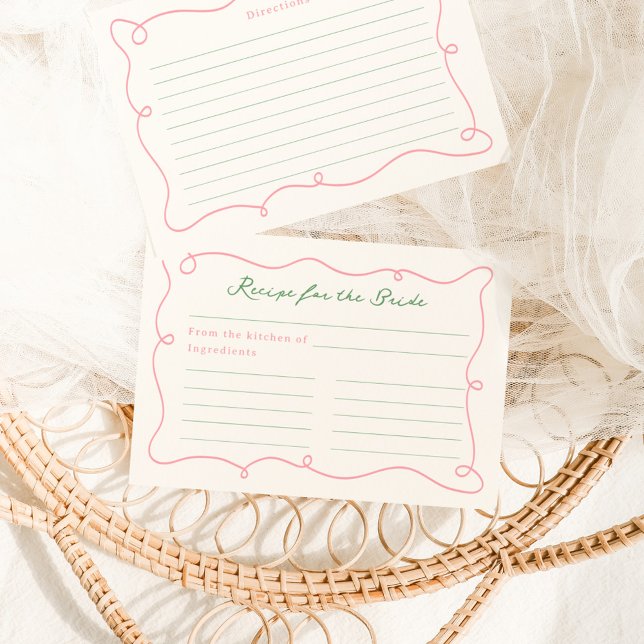 Tarjeta De Recepción Mano caprichosa dibuja receta verde y rosa (Subido por el creador)
