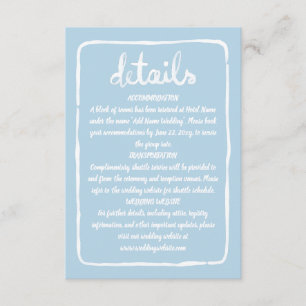 Tarjeta De Recepción Mano caprichosa dibujada marco blanco simple azul 