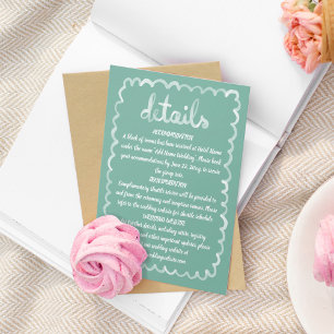 Tarjeta De Recepción Mano caprichosa Marco blanco verde oliva ilustrado