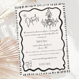 Tarjeta De Recepción Mano caprichoso dibujó detalles del Boda ondulado
