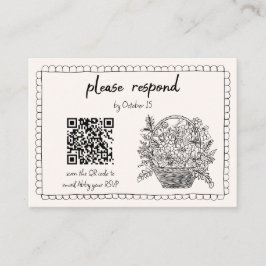 Tarjeta De Recepción Mano floral caprichosa ducha de novia código QR