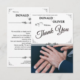 Tarjeta De Recepción Manos de una pareja Boda gay con anillos