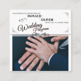Tarjeta De Recepción Manos de una pareja Boda gay con anillos