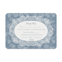 Mantel de encaje azul vintage floral boda RSVP