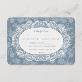 Tarjeta De Recepción Mantel de encaje azul vintage floral boda RSVP