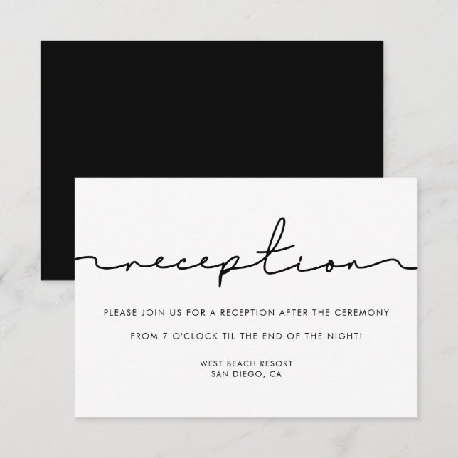 Tarjeta de recepción manuscrita minimalista (Anverso / Reverso)