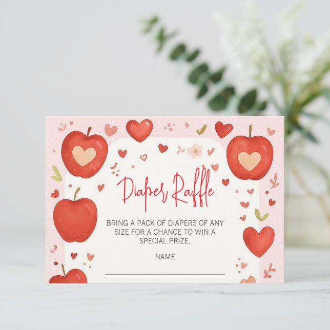 Tarjeta De Recepción Manzana de nuestro ojo cae Baby Shower Diaper Raff (Anverso de pie)