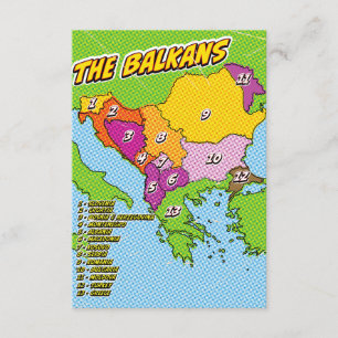 Tarjeta De Recepción Mapa de Balcanes ilustrados de arte pop