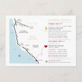 Tarjeta De Recepción Mapa de bodas personalizadas: BIG SUR California