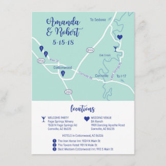 Tarjeta De Recepción Mapa de casamiento personalizado