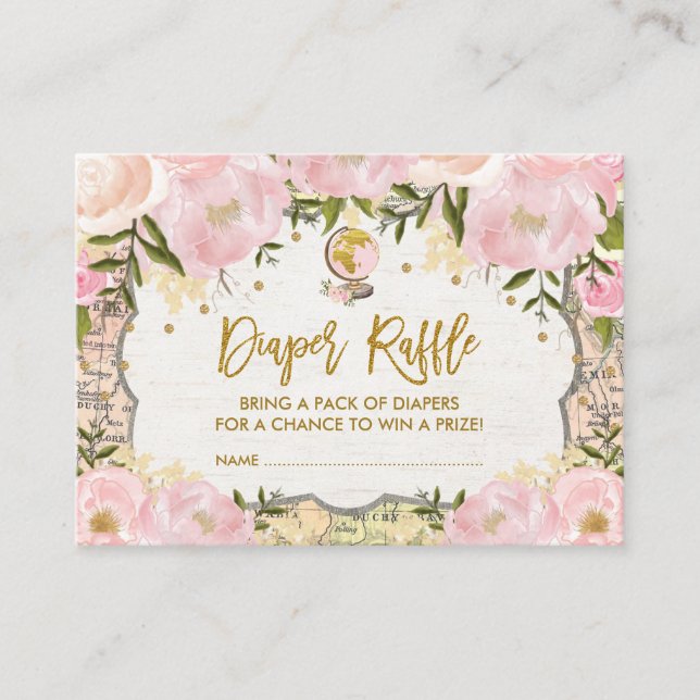Tarjeta De Recepción Mapa de época Diaper Raffle Aventure Baby (Anverso)