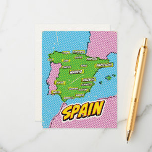 Tarjeta De Recepción Mapa de España ilustrado con arte pop