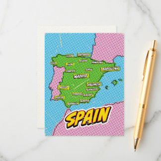 Tarjeta De Recepción Mapa de España ilustrado con arte pop