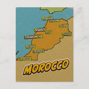 Tarjeta De Recepción Mapa de Marruecos ilustrado con Pop Art