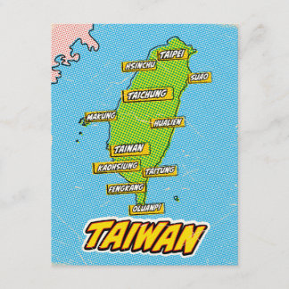 Tarjeta De Recepción Mapa de Taiwán ilustrado con arte pop