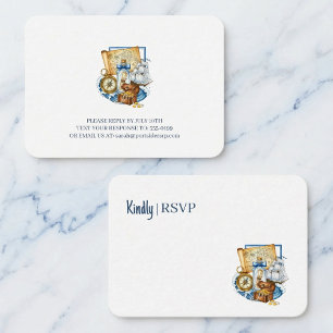Tarjeta De Recepción Mapa del Cofre del Tesoro Barco Cumpleaños RSVP