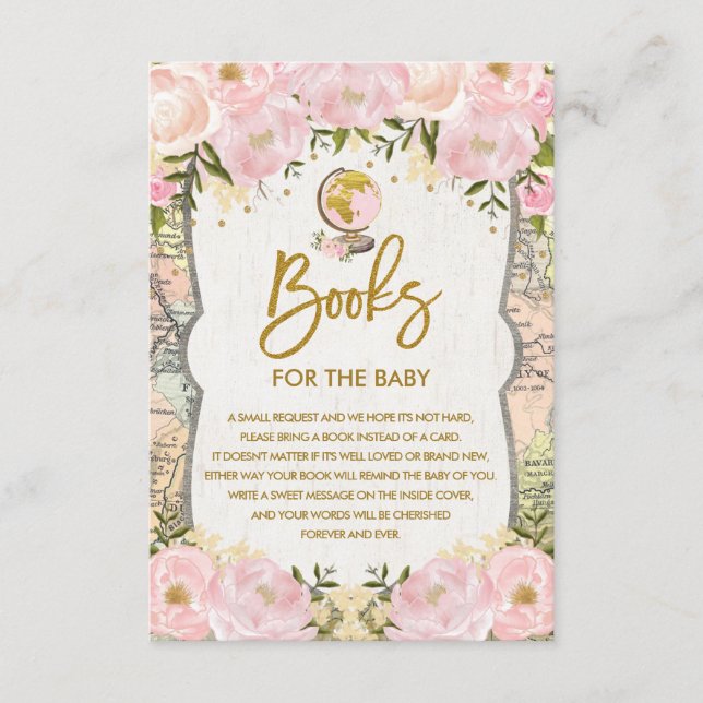 Tarjeta De Recepción Mapa floral Viajes libros de aventuras para niñas (Anverso)