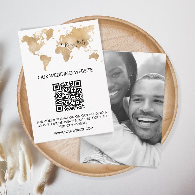 Tarjeta De Recepción Mapa mundial de destino de Boda de código QR (Subido por el creador)
