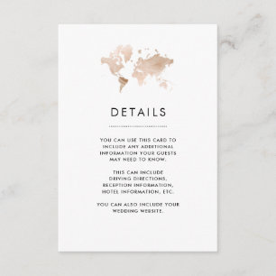Tarjeta De Recepción Mapamundi   Detalles del Boda del tema de viajes e