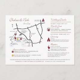 Tarjeta De Recepción Mapas de boda personalizados diseñados para usted