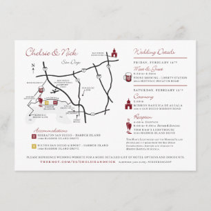 Tarjeta De Recepción Mapas de boda personalizados diseñados para usted